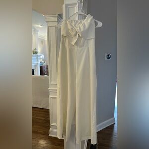 Gianni Bini Ivory Strapless Jumpsuit with Bow XS
